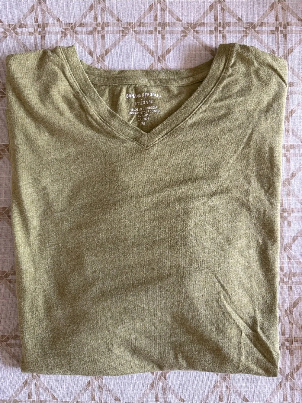 Banana Republic Olive V-Neck Tee - Moss Green